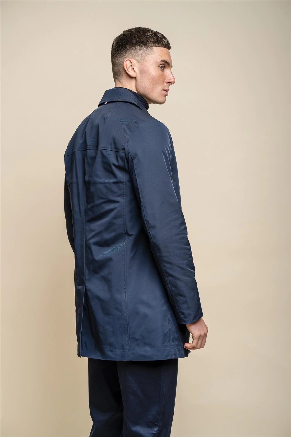 Barracuda - Casaco Trench Coat Clássico Leve Masculino Azul Marinho