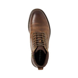 Beau - Botas Chelsea de couro marrom com cadarço e zíper lateral para homem