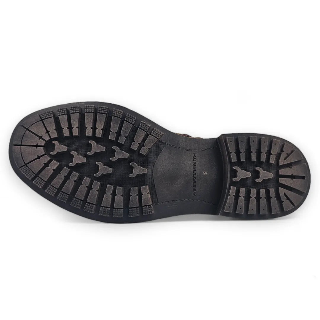 Beau - Botas Chelsea de couro marrom com cadarço e zíper lateral para homem