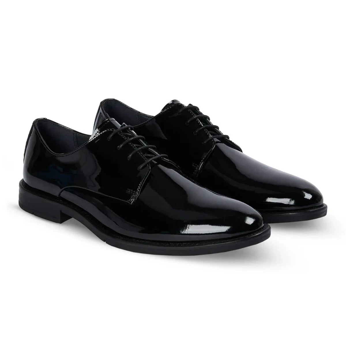 Beaumont - Sapatos Derby Masculinos em Couro Envernizado Preto