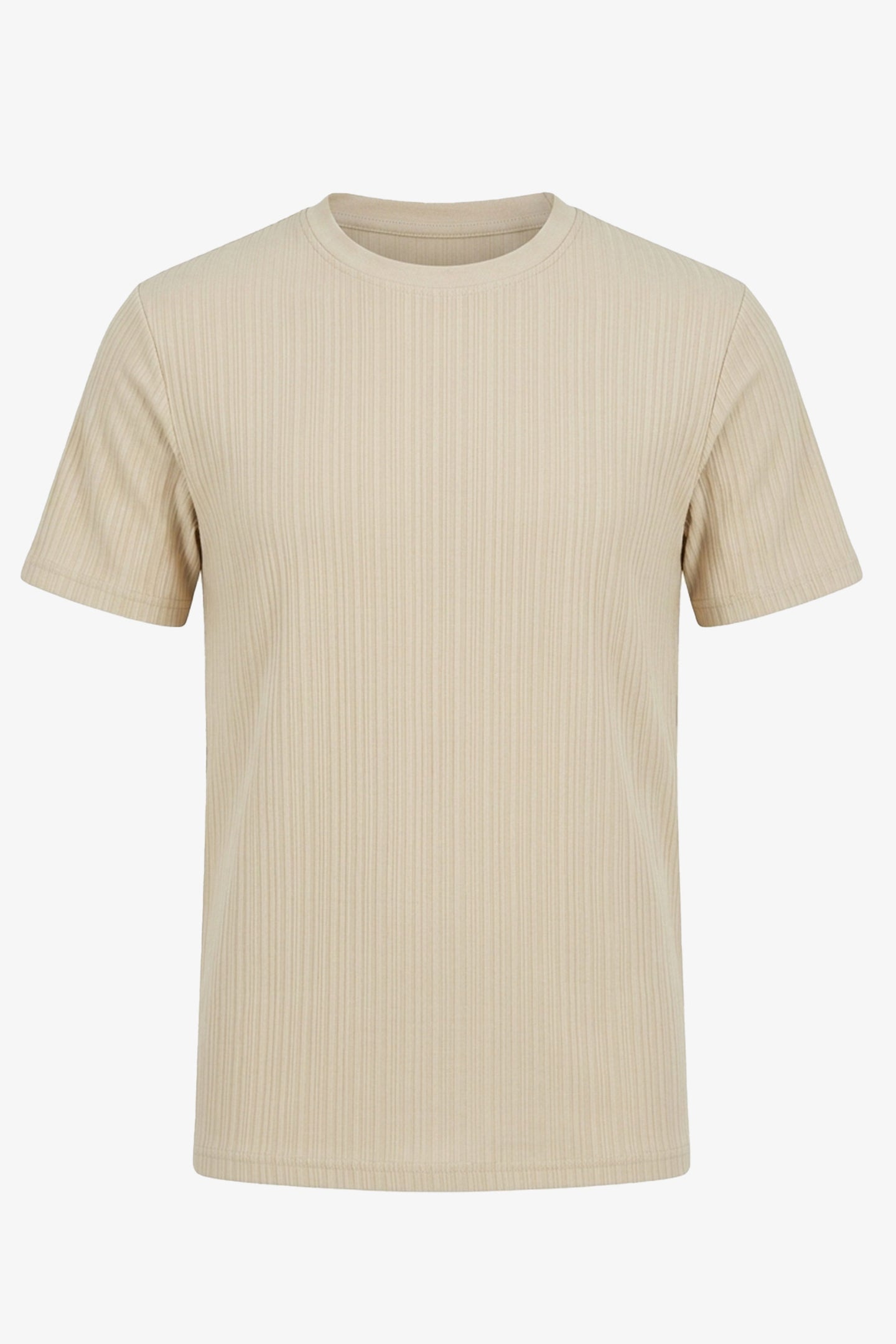 Camiseta clássica bege canelada para homens