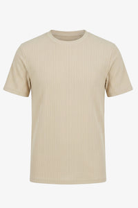 Camiseta clássica bege canelada para homens
