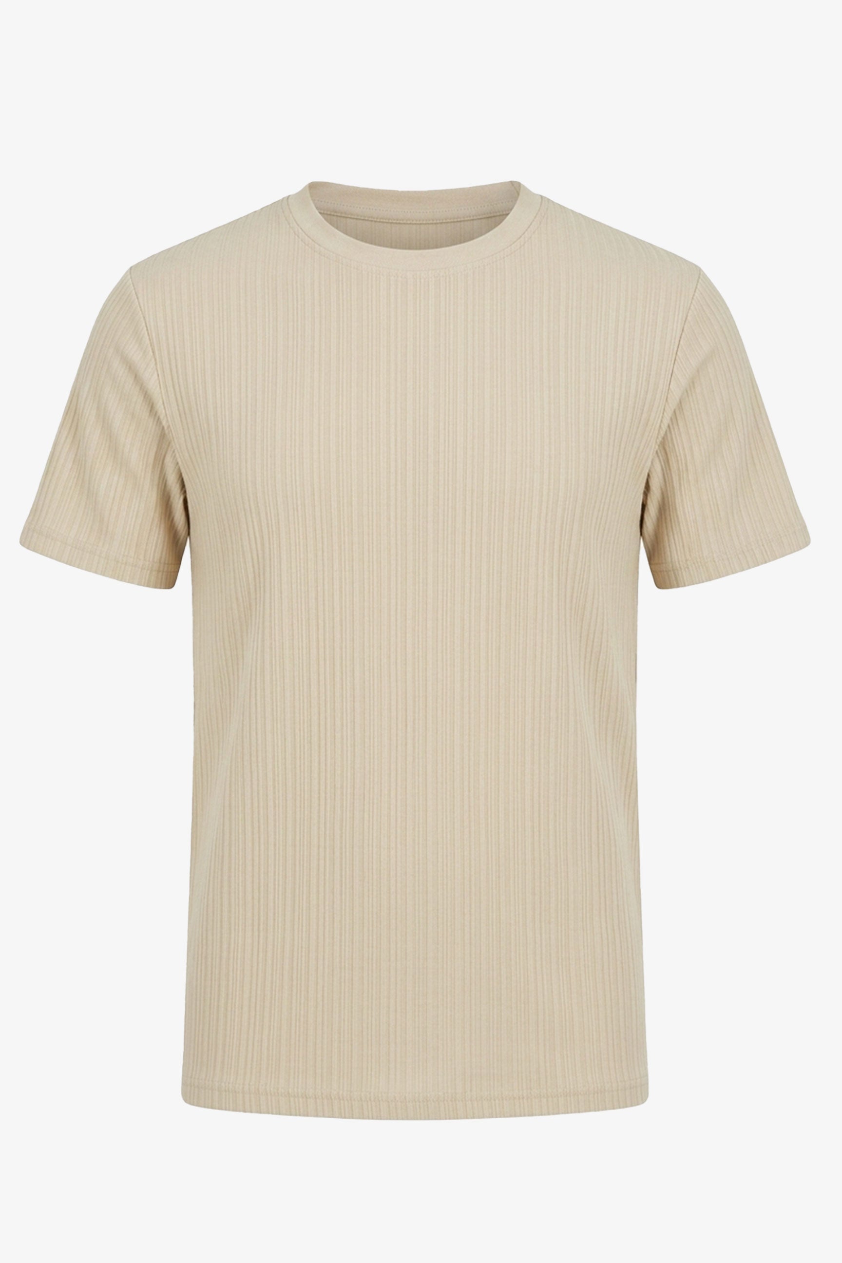 Camiseta clássica bege canelada para homens