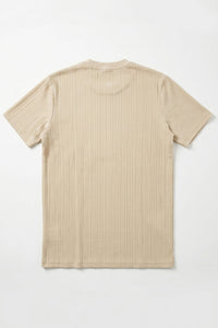 Camiseta clássica bege canelada para homens
