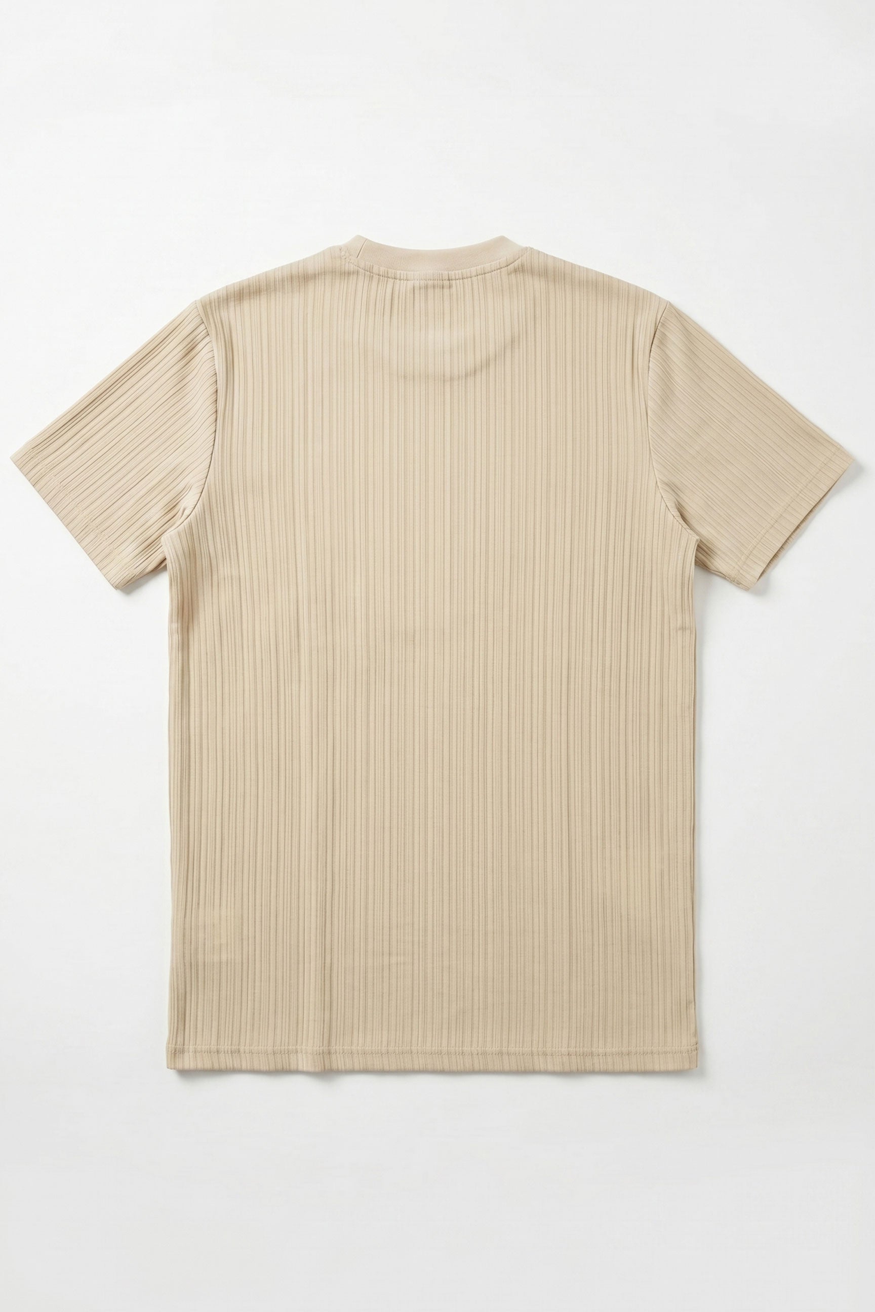 Camiseta clássica bege canelada para homens