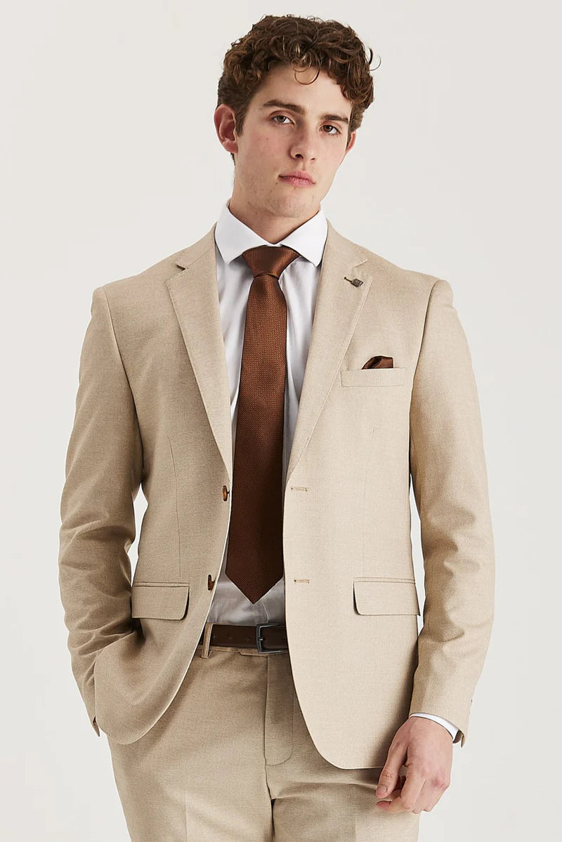 Belmont - Blazer masculino bege de corte ajustado