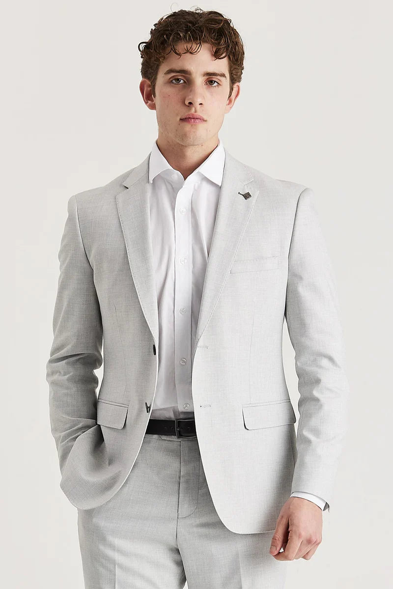 Belmont - Blazer masculino prateado de corte ajustado