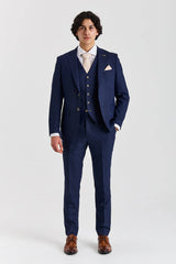 Belmont - Terno Clássico de Casamento de 3 Peças Azul Marinho para Homens