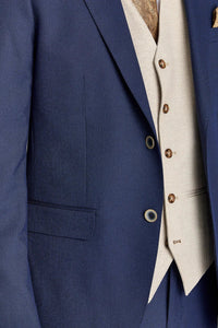Terno azul-marinho Belmont com colete contrastante bege Belmont.