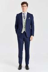 Terno Belmont Navy com colete contrastante Belmont Sage.