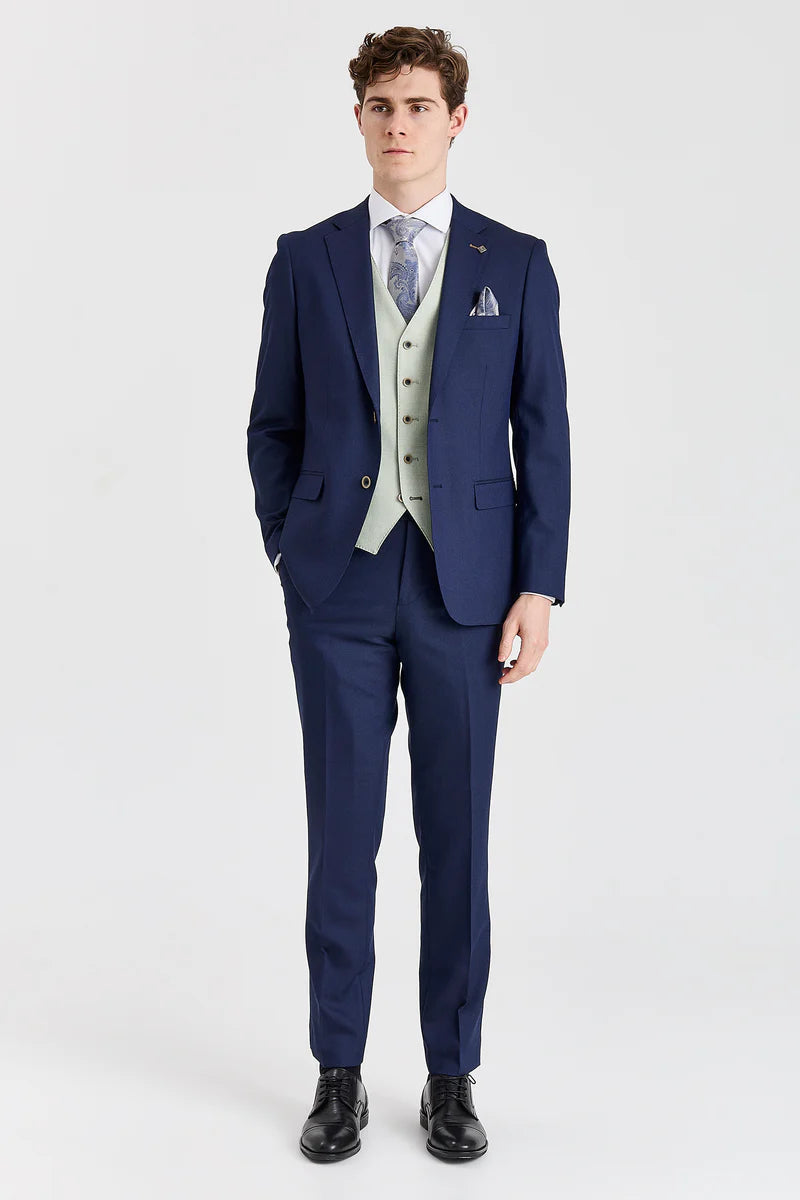 Terno Belmont Navy com colete contrastante Belmont Sage.