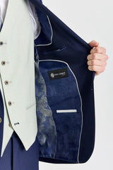 Terno Belmont Navy com colete contrastante Belmont Sage.