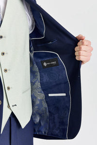 Terno Belmont Navy com colete contrastante Belmont Sage.