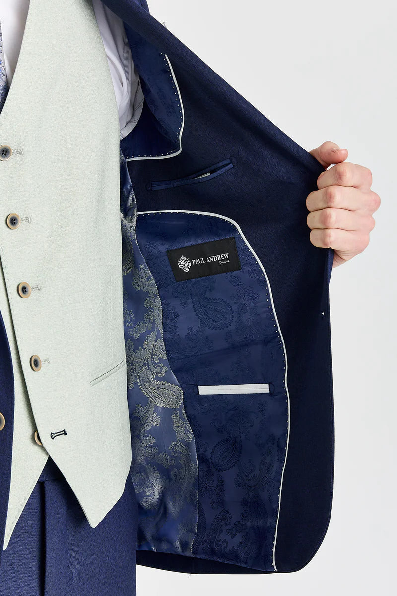 Terno Belmont Navy com colete contrastante Belmont Sage.