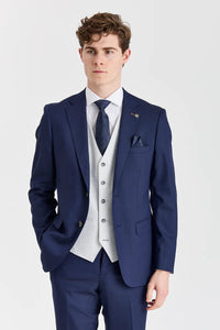 Terno azul-marinho Belmont com colete contrastante prateado Belmont.