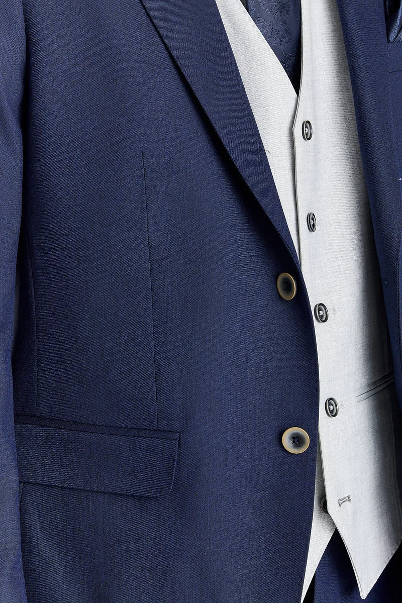 Terno azul-marinho Belmont com colete contrastante prateado Belmont.