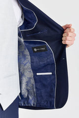 Terno azul-marinho Belmont com colete contrastante prateado Belmont.