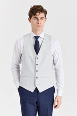 Terno azul-marinho Belmont com colete contrastante prateado Belmont.