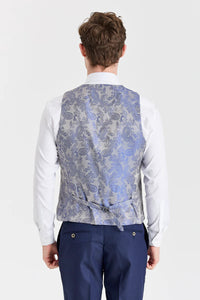 Terno azul-marinho Belmont com colete contrastante prateado Belmont.