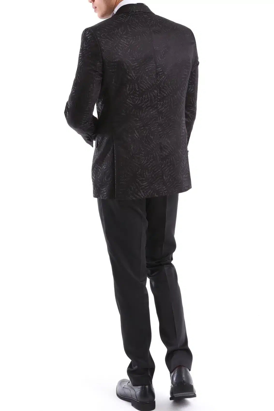Terno masculino preto de três peças para casamento, formatura, festa formal, gravata borboleta de cetim.