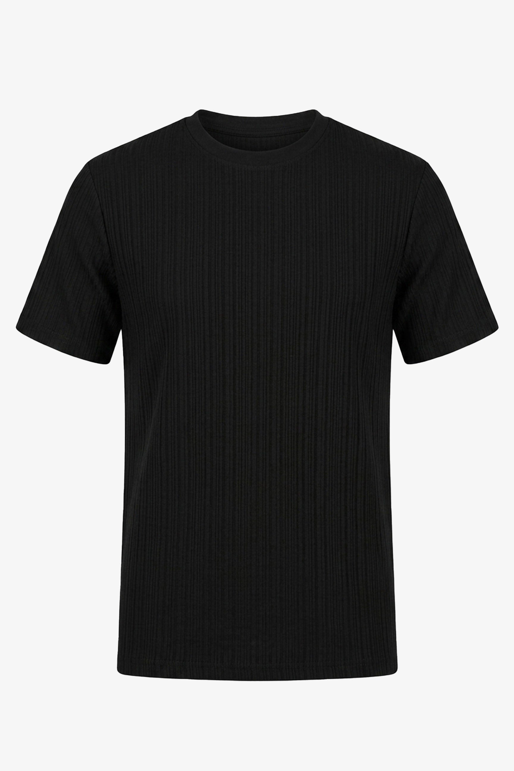 Camiseta clássica canelada preta para homens