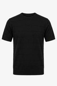 Camiseta preta texturizada de malha para homens