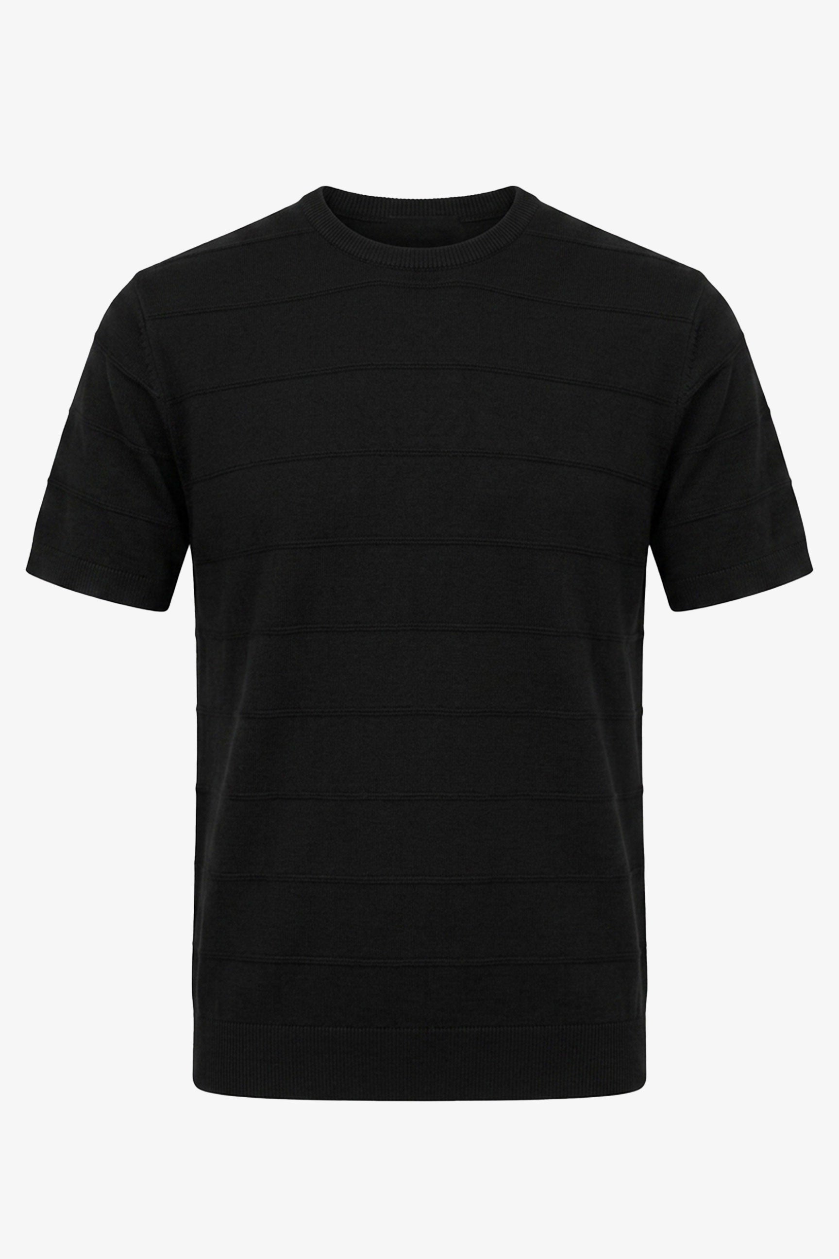 Camiseta preta texturizada de malha para homens