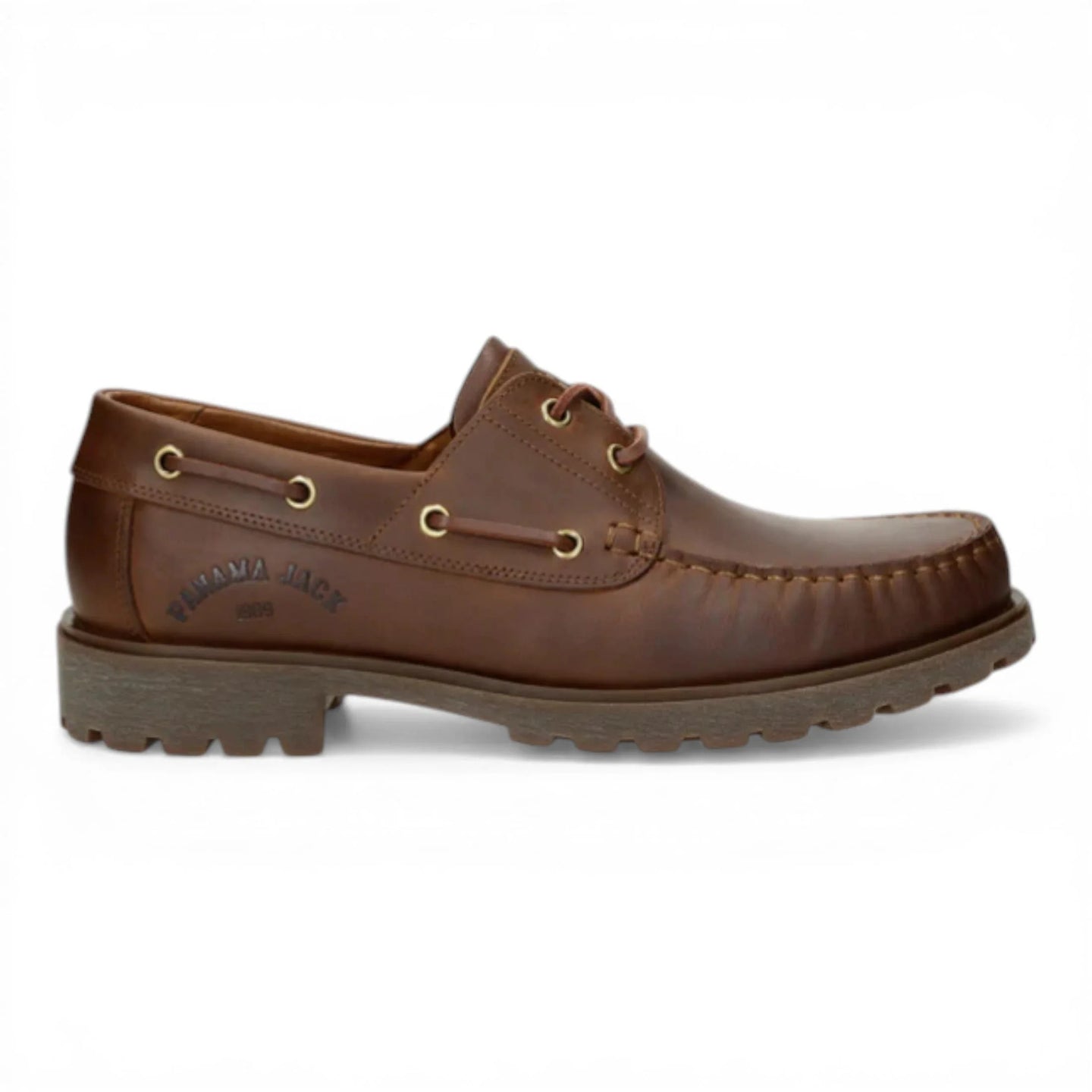 Botas de cano curto Boat C5 masculinas, impermeáveis, em couro marrom.