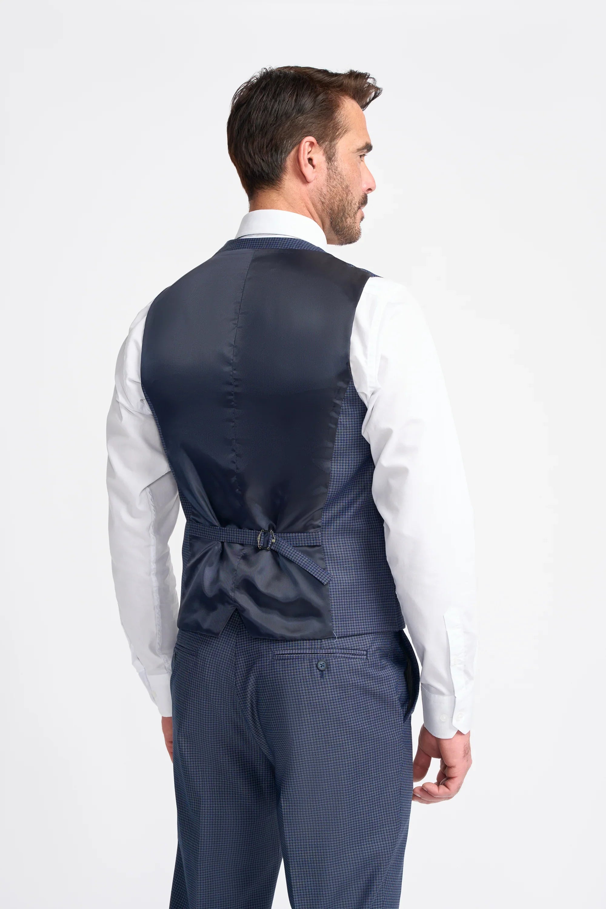 Colete masculino xadrez azul-marinho da marca Bond