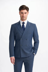 Bond - Blazer masculino xadrez azul-marinho com abotoamento duplo