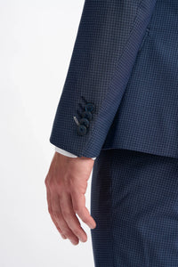 Bond - Blazer masculino xadrez azul-marinho com abotoamento duplo