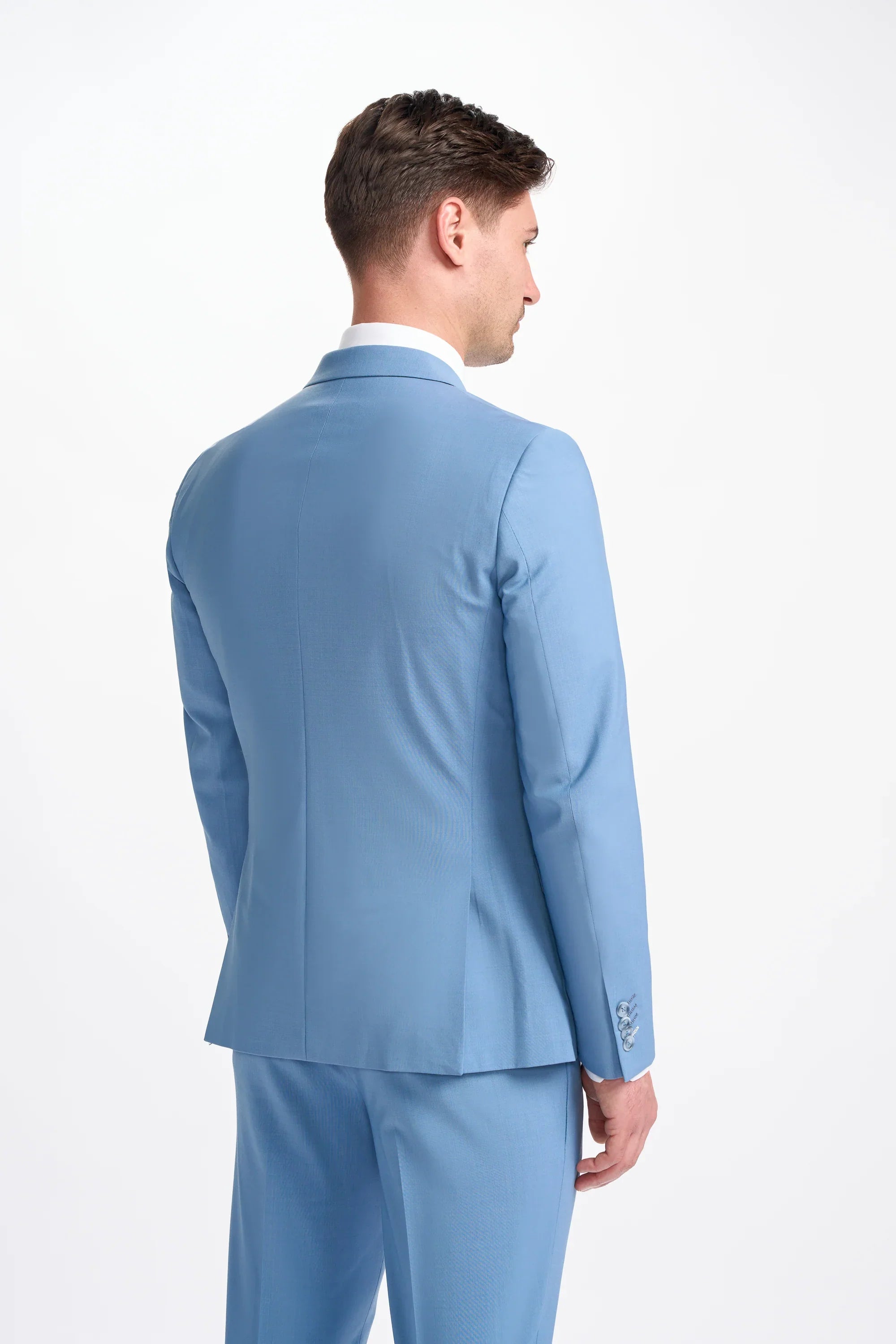 Bond - Blazer masculino azul celeste de abotoamento duplo