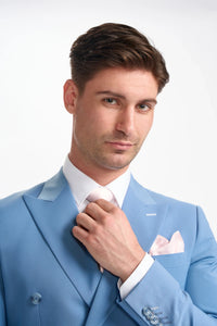 Bond - Blazer masculino azul celeste de abotoamento duplo