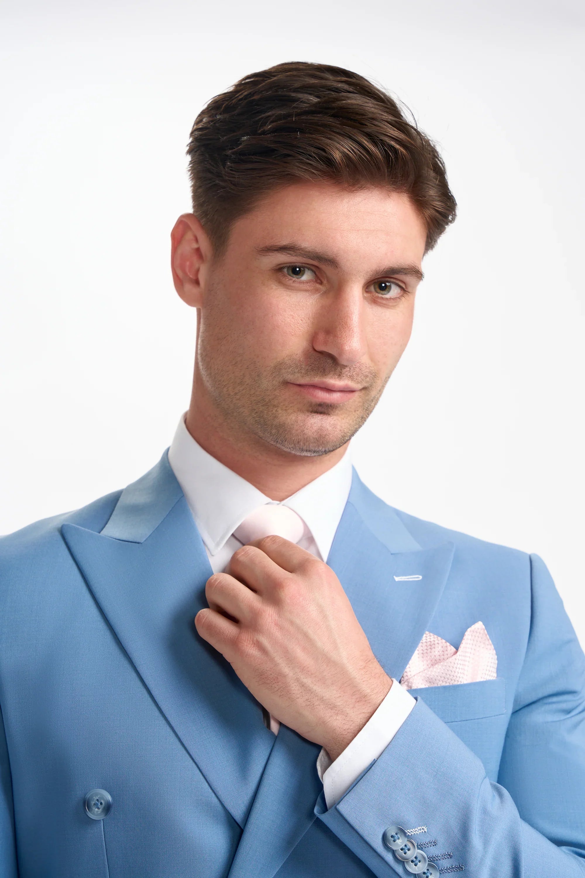 Bond - Blazer masculino azul celeste de abotoamento duplo