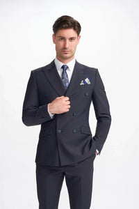 Bond - Blazer masculino azul-marinho escuro com abotoamento duplo