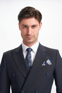 Bond - Blazer masculino azul-marinho escuro com abotoamento duplo