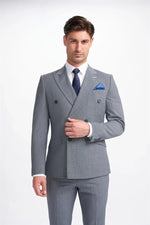 Bond - Blazer masculino cinza de abotoamento duplo