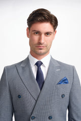 Bond - Blazer masculino cinza de abotoamento duplo