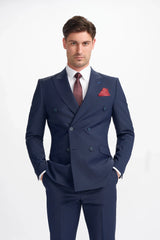 Bond - Blazer masculino azul-marinho de abotoamento duplo
