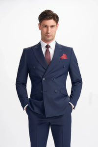 Bond - Blazer masculino azul-marinho de abotoamento duplo