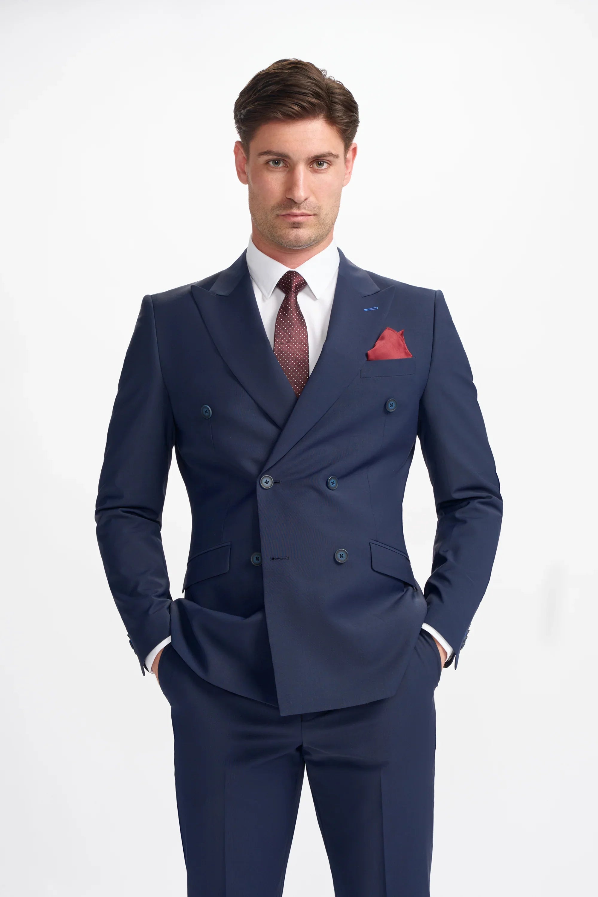 Bond - Blazer masculino azul-marinho de abotoamento duplo