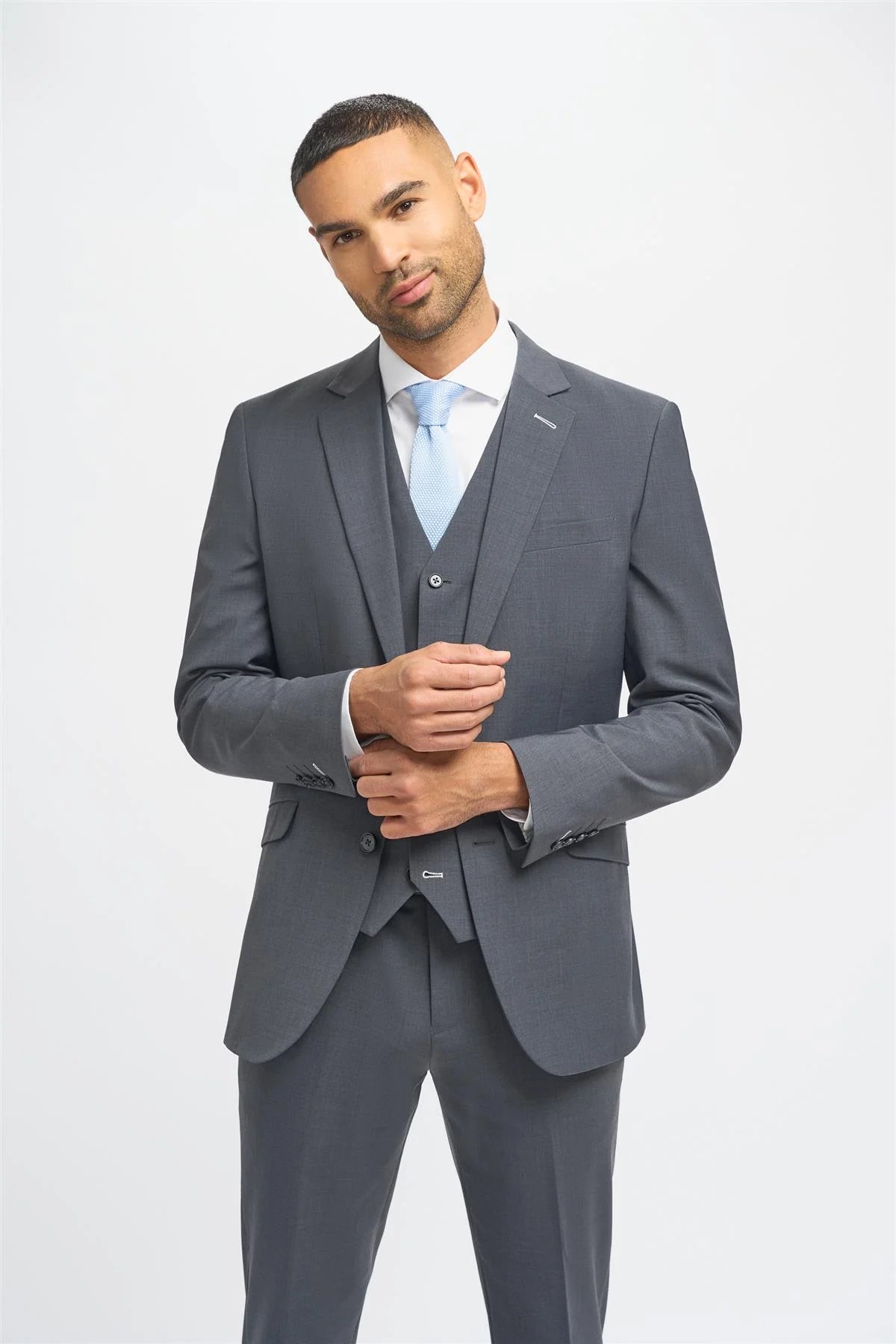 Bond - Blazer masculino cinza-escuro com corte sob medida