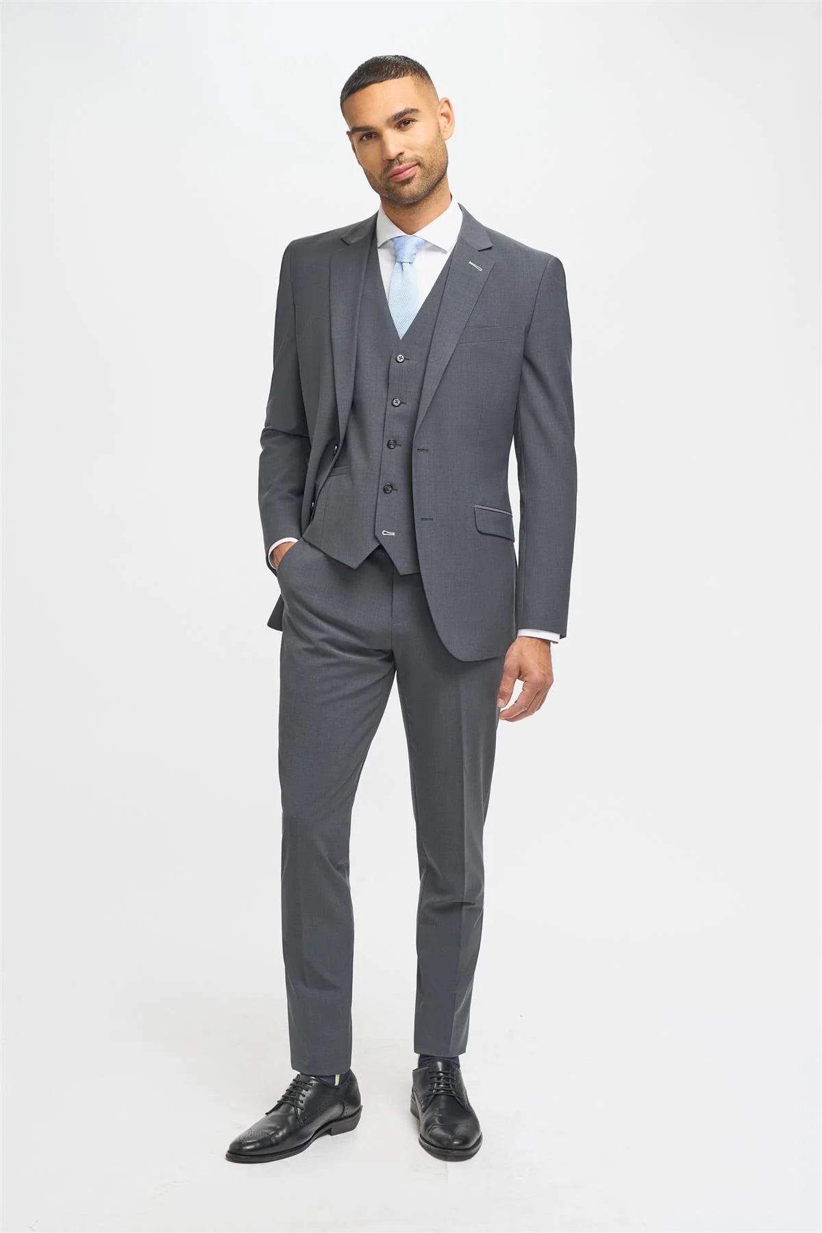 Bond - Blazer masculino cinza-escuro com corte sob medida