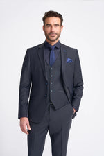 Bond - Blazer masculino azul-marinho escuro com corte sob medida