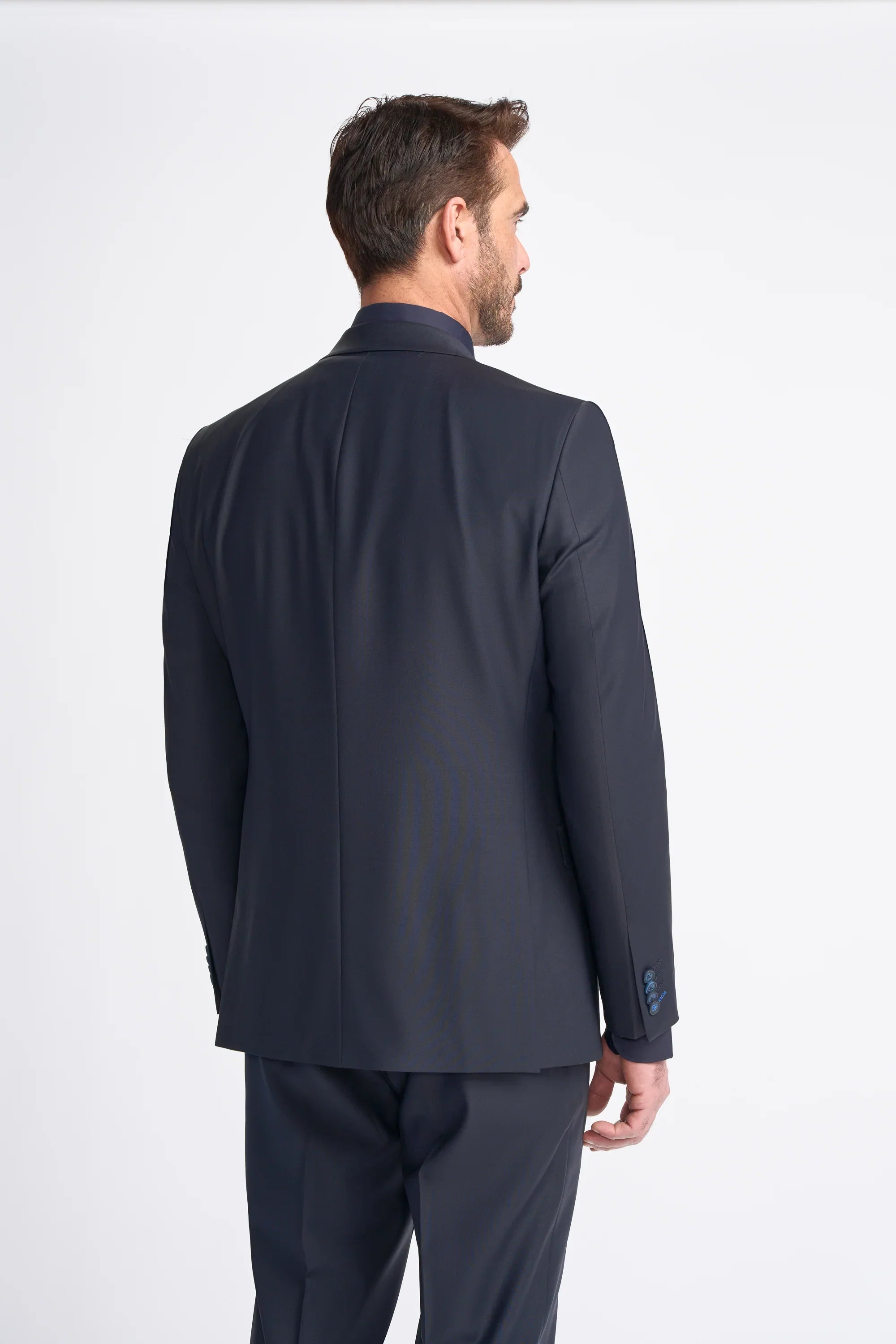 Bond - Blazer masculino azul-marinho escuro com corte sob medida