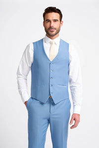 Bond - Terno masculino azul celeste de 3 peças com corte sob medida