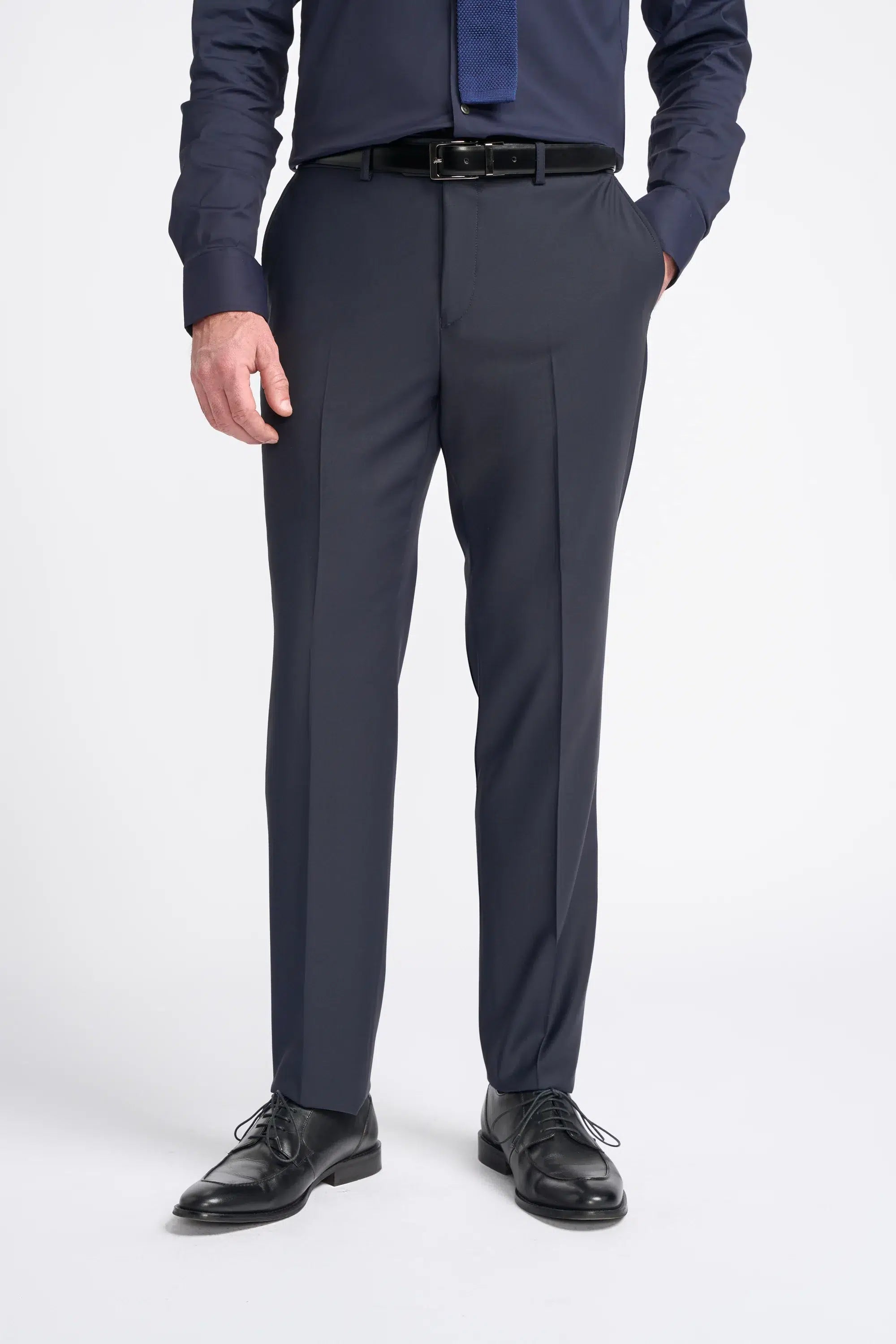 Bond - Terno masculino azul-marinho escuro de 3 peças com corte sob medida