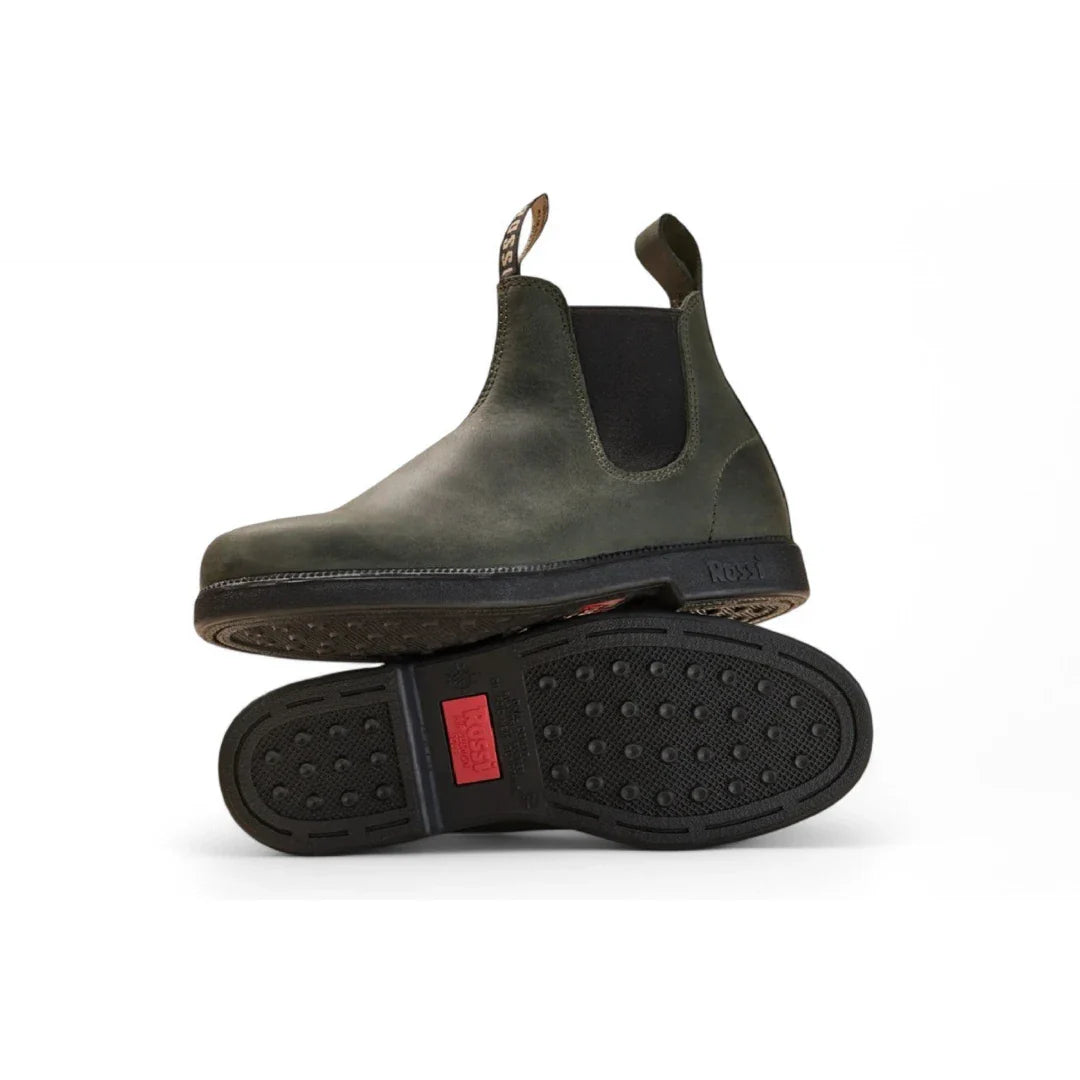 Botas Chelsea Booma 607 em couro verde-oliva