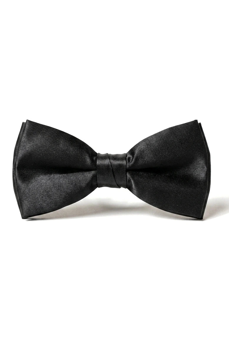 Gravata borboleta preta de cetim com clipe para camisa de smoking unissex masculina.