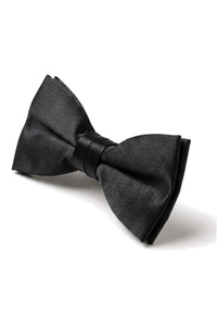 Gravata borboleta preta de cetim com clipe para camisa de smoking unissex masculina.